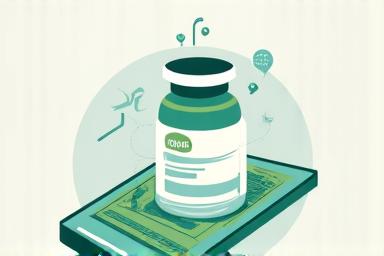 Icon showing a prescription bottle transforming into a mobile app.