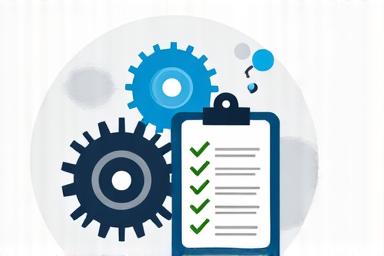 Icon of gears and a checklist representing an efficient process.